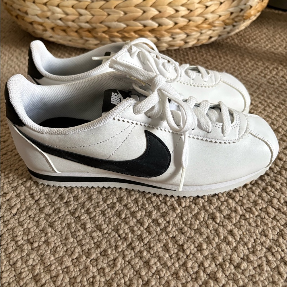 Nike Classic White and Black Cortez Sneakers